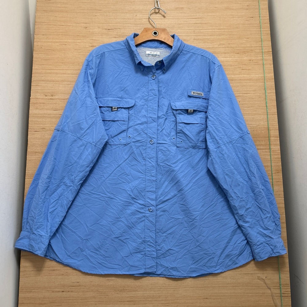 Columbia PFG Blue Long Sleeve Ventilated Fishing Shirt XL Mens Outdoor Hiking